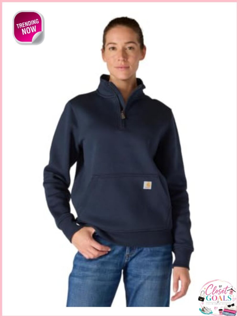 Carhartt Women's Clarksburg Quarter-Zip Sweatshirt Relaxed Fit Cotton Blend